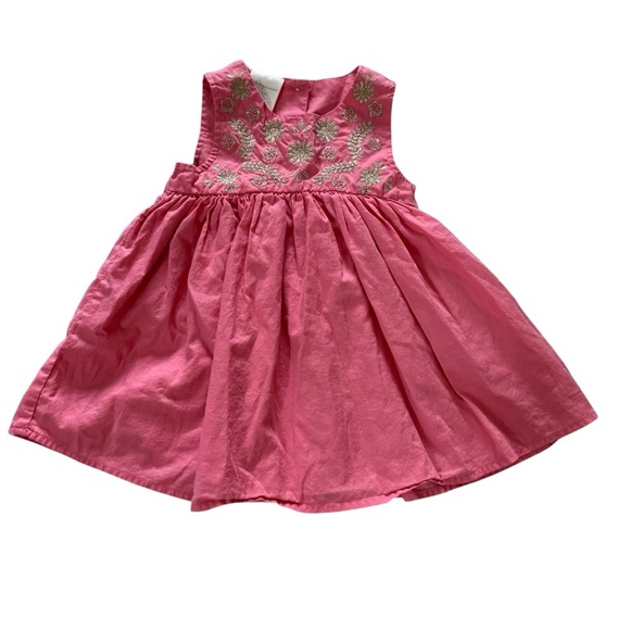 First Impressions Pink Dress Gold Embroidered Sleeveless Baby Girl 12M - Picture 1 of 5